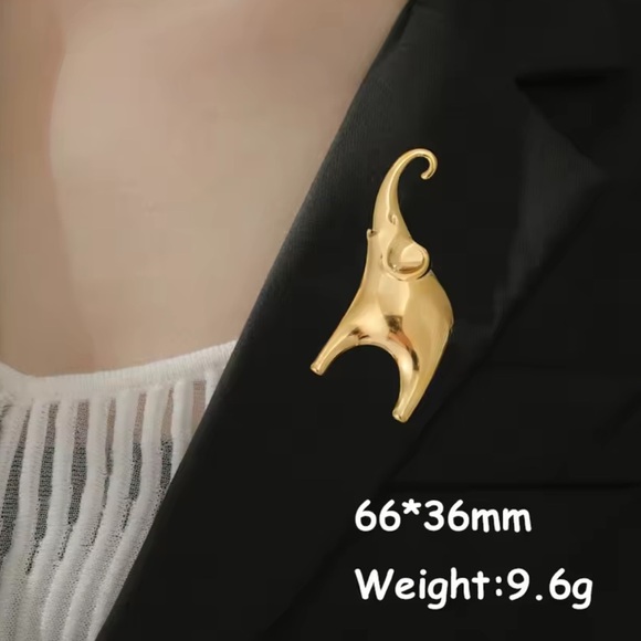 Elephant Gold Stainless Steel Waterproof Brooch - Picture 13 of 16